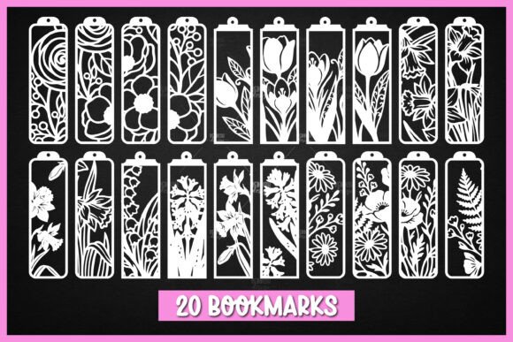 20 Floral Bookmarks Paper Cut SVG