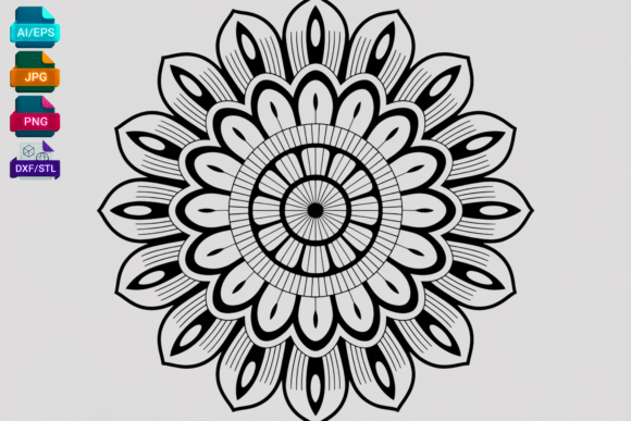 Black Mandala SVG Cut File Floral Design