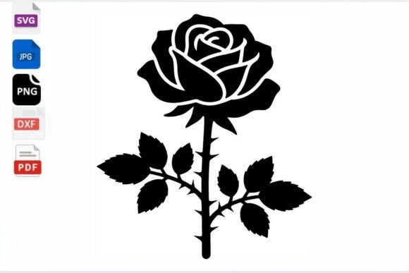 Black Rose SVG Cut File Floral Design