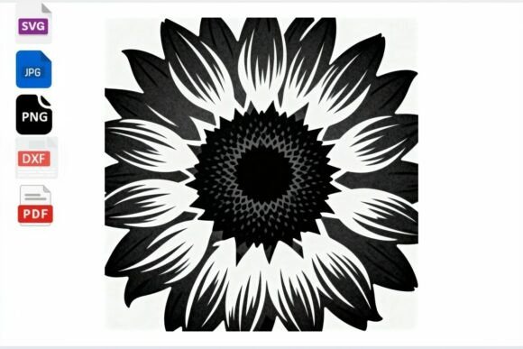 Black Sunflower SVG Cut File Floral