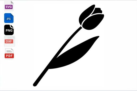 Black Tulip SVG Cut File Floral Design
