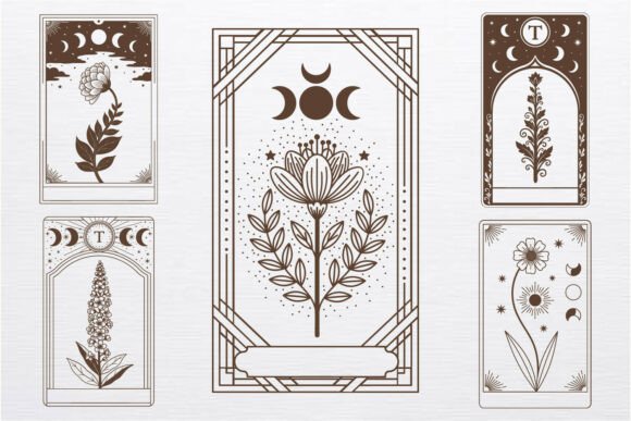 Celestial Floral Moon Tarot Card SVG Set