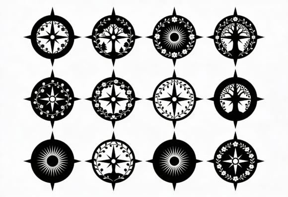 Compass Rose SVG Bundle Nature Floral