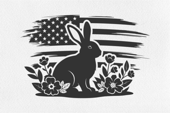 Easter Bunny SVG USA Flag Floral Spring