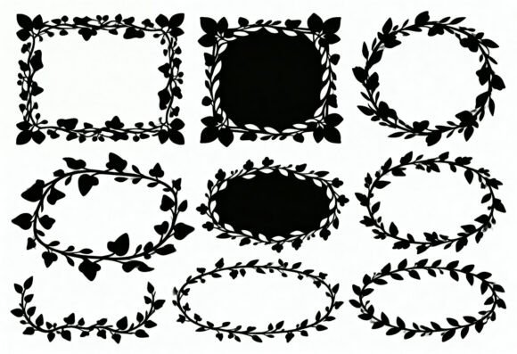 Floral Branch Frames Borders SVG