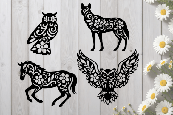 Floral Forest Animals and Birds SVG