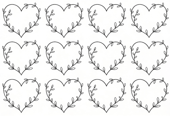 Floral Heart Wreath Clipart Outline SVG