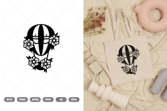 Floral Hot Air Balloon SVG Clipart
