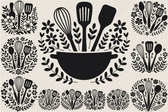 Floral Kitchen Baking Tools SVG Bundle
