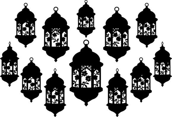 Floral Moroccan Lantern Silhouette SVG