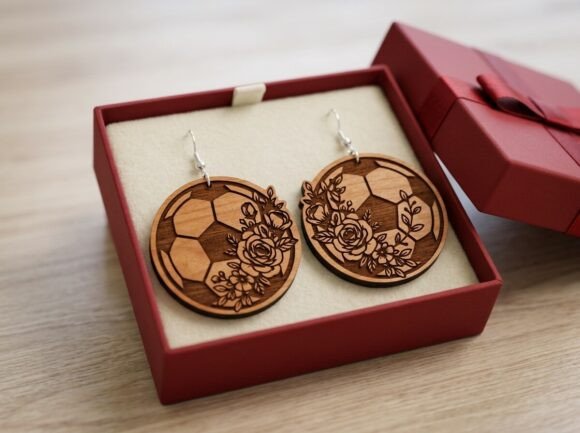 Floral Soccer Ball Earrings SVG