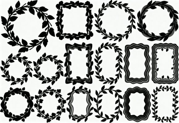 Floral Wreath and Frame SVG Clipart