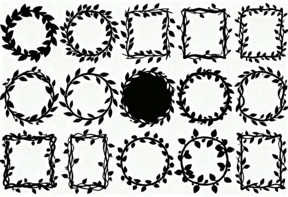 Floral Wreath and Square Frames SVG