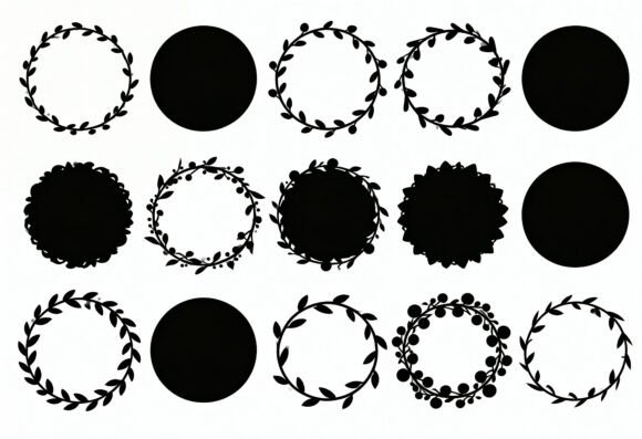 Floral Wreath Circle Frames SVG Clipart