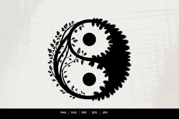 Floral Yin Yang Nature Balance SVG