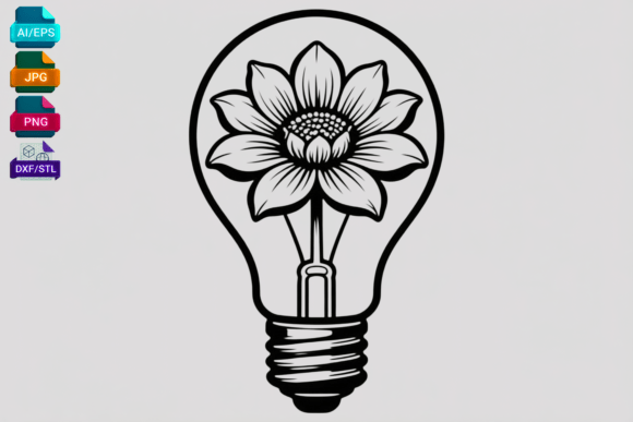 Flower Light Bulb SVG Cut File Floral