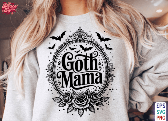 Goth Mama Floral Wreath PNG, Witchy Svg