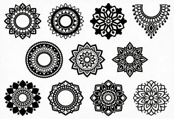 Mandala SVG Bundle Black Floral Ornate
