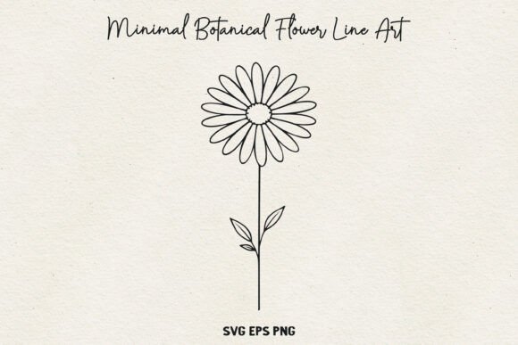 Minimal Botanical Flower SVG, Thin Line