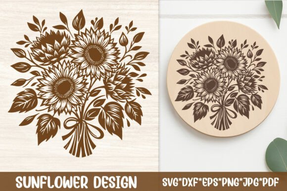 Sunflower Bouquet SVG Line Art
