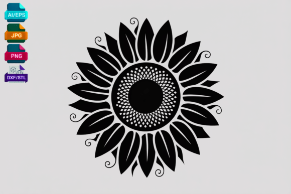 Sunflower SVG Cut File Black Floral