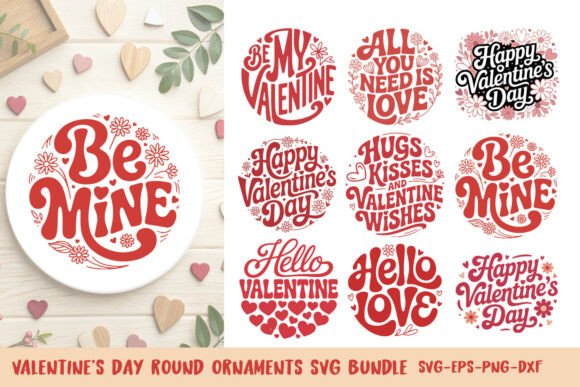 Valentine’s Day Round SVG Bundle